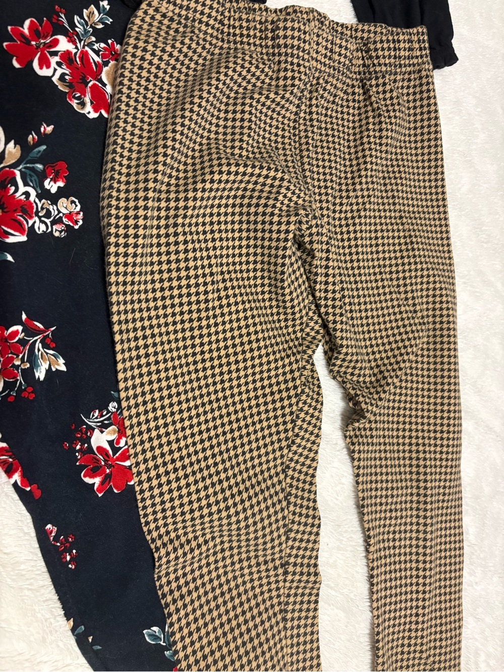 Carter's Black Floral Leggings and Tan Houndstooth Pants - Picture 3 of 5